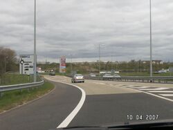 Motorway services roundabout.