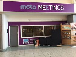 Moto Meetings branded shopfront.