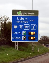 Fuel price motorway sign.